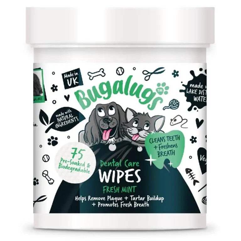 Bugalugs-Dental-Wipes-75_FRONT_BDENWPS75-768x768 100 % biologicky rozložiteľné utierky na čistenie zubov pre psov proti povlaku