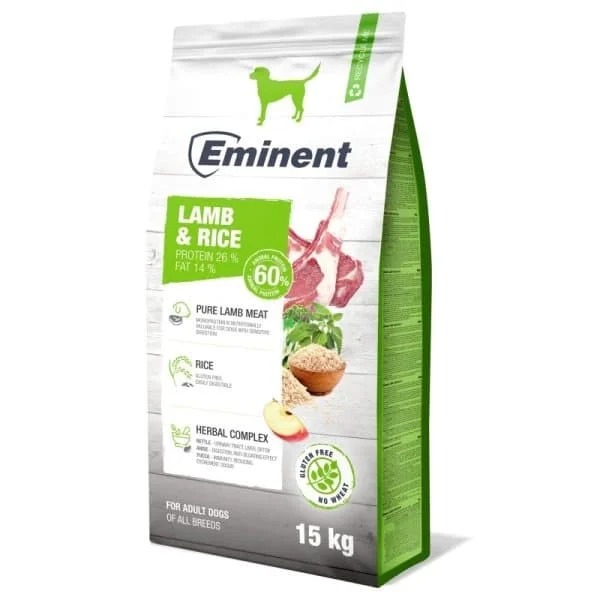 granule pre psov Eminent Lamb & Rice 15 kg balenie
