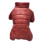 overal pre psov SHINY bordový - nepremokavý zimný overal z antibakteriálnej látky na gombíky bez kapucne s uchytením na vodítko pre psa