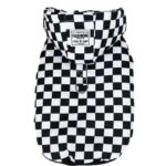 bunda pre psov CHESS čierna - nepremokavá hrubá zimná bunda na gombíky so zapínaním na vodítko pre psa