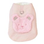 vesta pre psov CUDDLY ružová - štýlová zateplená hrubá zimná podšitá vesta s krúžkom na vodítko a zapínaním zospodu pre psa