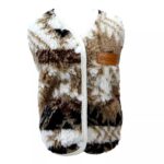 vesta pre psov WINTER hnedá - originálna kožušinková hrubá zimná vesta s krúžkom na vodítko a zapínaním zvrchu pre psa
