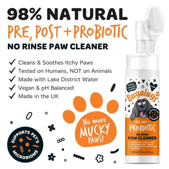 Bugalugs Pre, Post + Probiotic pena na čistenie labiek bez oplachovania pre psov 200 ml – Obrázok 4